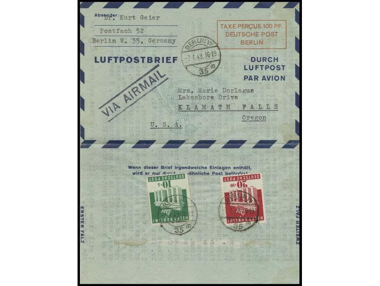 Luftpostleichtbrief 100 PF. mit rückseitiger Zufrankatur Helft Berlin 10-20 Pfg. (ohne Frankaturkraft, nur so war Briefmarken