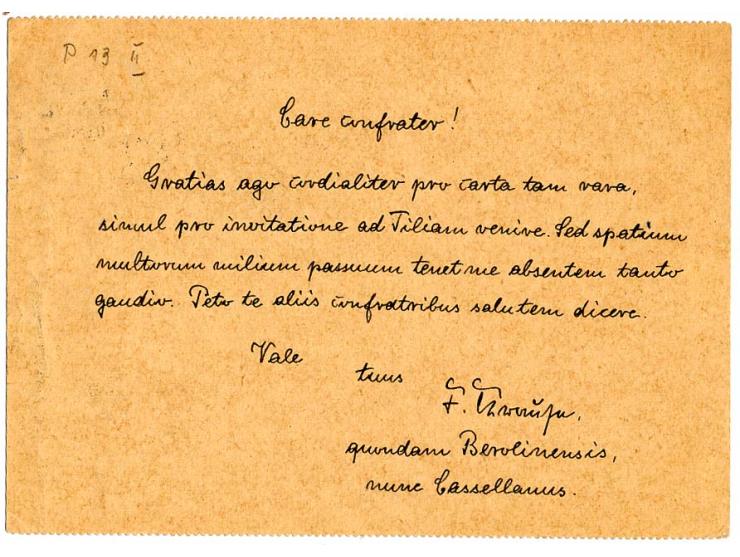 Karte Bauten 10 Pfg. oben und unten gezähnt, gebraucht mit Text von "KASSEL 9.11.54" nach Berlin, sign. Schlegel BPP