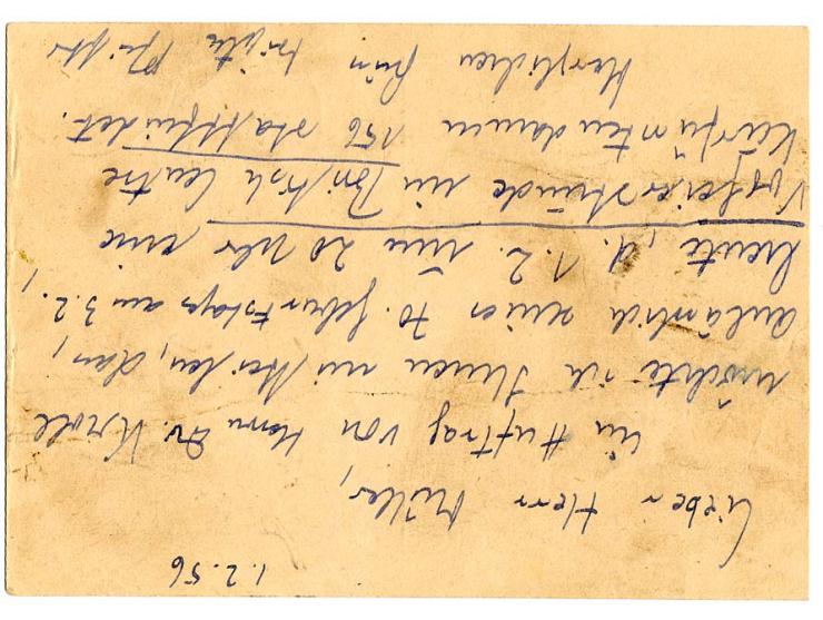 Karte Bauten 8 Pfg. mit Zufrankatur Bauten 80 Pfg. als Rohrpost-Eilboten-Karte von "BERLIN W 15 1.2.56" mit Text nach Berlin-