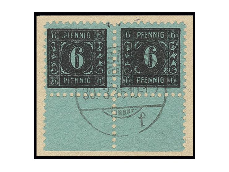 MECKLENBURG-VORPOMMERN: 1945, 6 Pfg. maigrün im waagerechten Unterrandpaar, sauber gestempelt auf Briefstück, sign. Thom BPP 