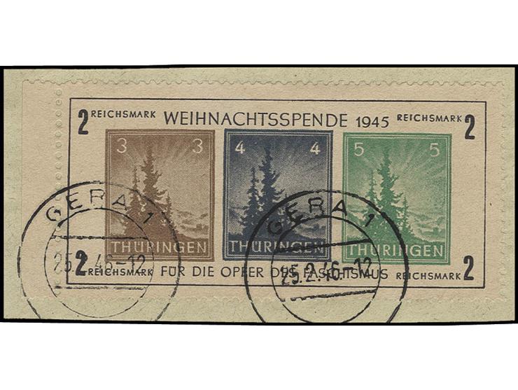 dito, Type III, mit Stempel "ERFURT 24.12.45" auf Briefstück, Fotoattest Ströh BPP