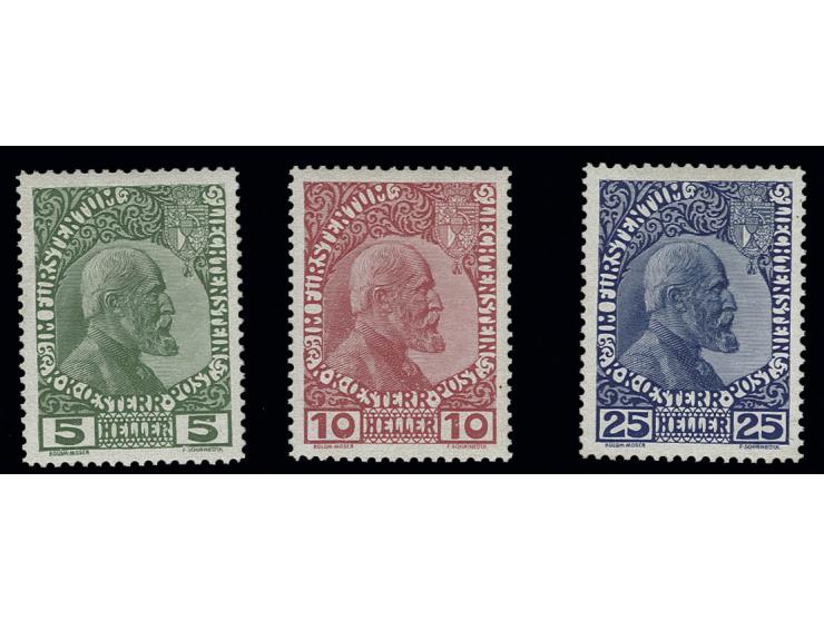1912/16, gestrichenes Papier: 5-25 H. kpl., postfrisch, Pracht, Fotoattest Liniger (Mi. 800,-)