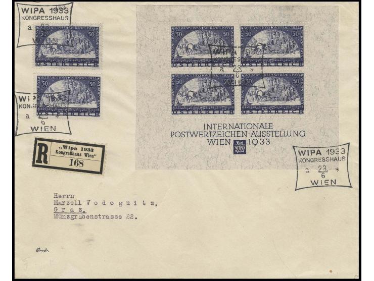 WIPA-Block (übliche leichte Aufklebeknitter und kleines Fleckchen) und 50 Gr. auf gewöhnlichem und Faserpapier, mit Sonderste