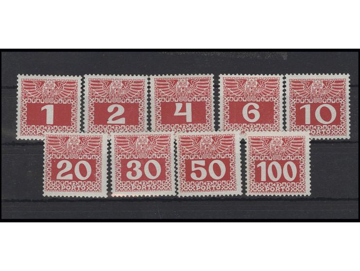 PORTOMARKEN: 1908, 1-100 H. auf Kreidepapier, postfrisch, Fotobefund Soecknick BPP (Mi. 290,-)
