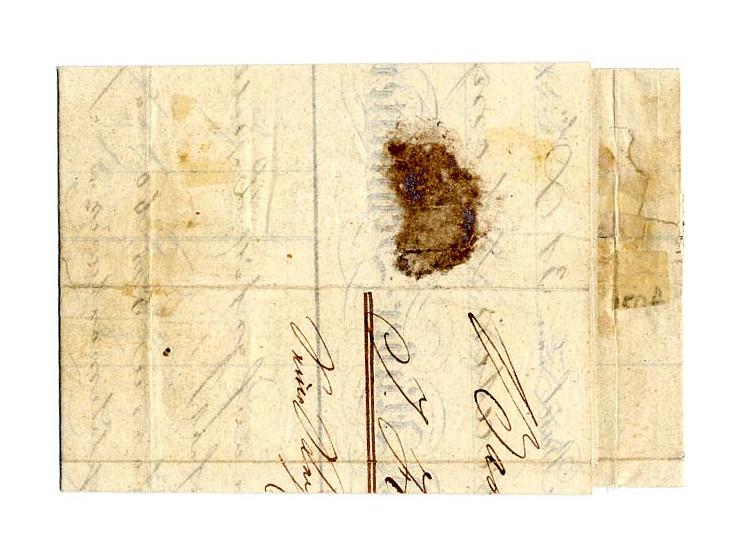 2 ½ Rp. in lebhaftblauer Nuance und schönem Relief, oben breiter weißer Rand, an den anderen Seiten an den Randlinien geschni