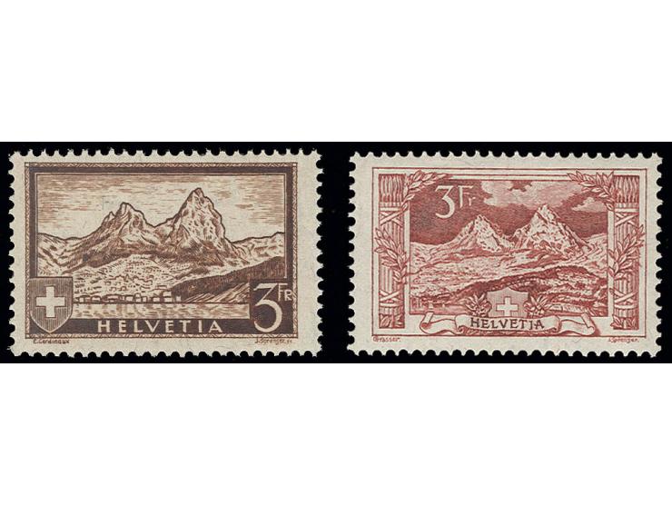 1918, Freimarke 3 Fr. und 1928, 3 Fr., postfrisch, Pracht (Mi. 450,-)
