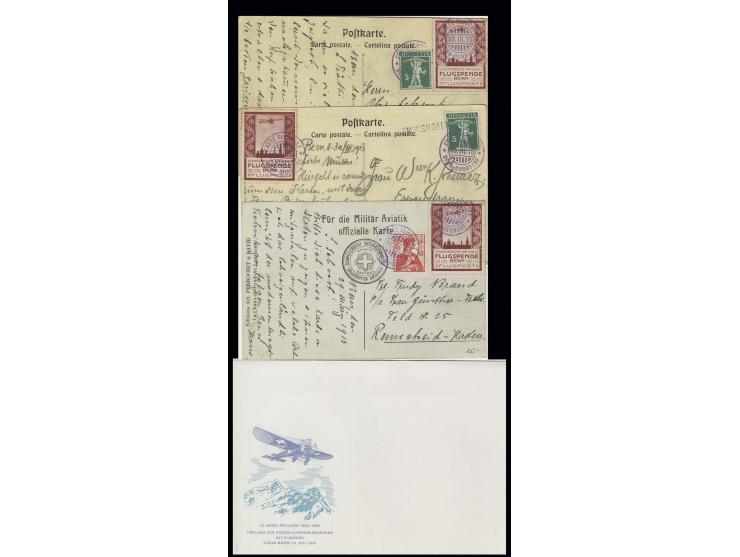HALBAMTLICHE FLUGPOST: 1913, Bern-Burgdorf 50 C. mit jeweils Sonderstempel auf 3 Sonderkarten, kleine Mängel (Mi. 330,-)