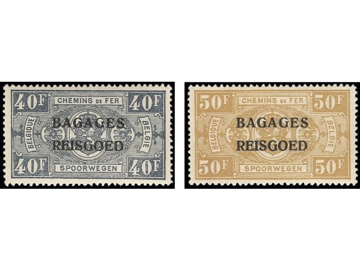 PARCEL STAMPS: 1935/36, BAGAGES-REISGOED 10 c.-50 fr., 24 values cpl., 2 small values with hinge remainders, otherwise unhing