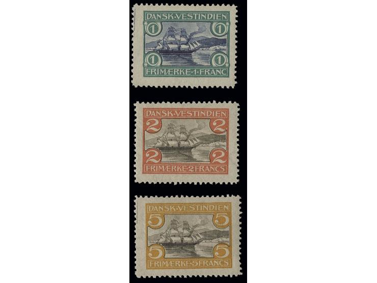 1905, sailing ship 1 fr.-5 fr., unhinged mint, very fine