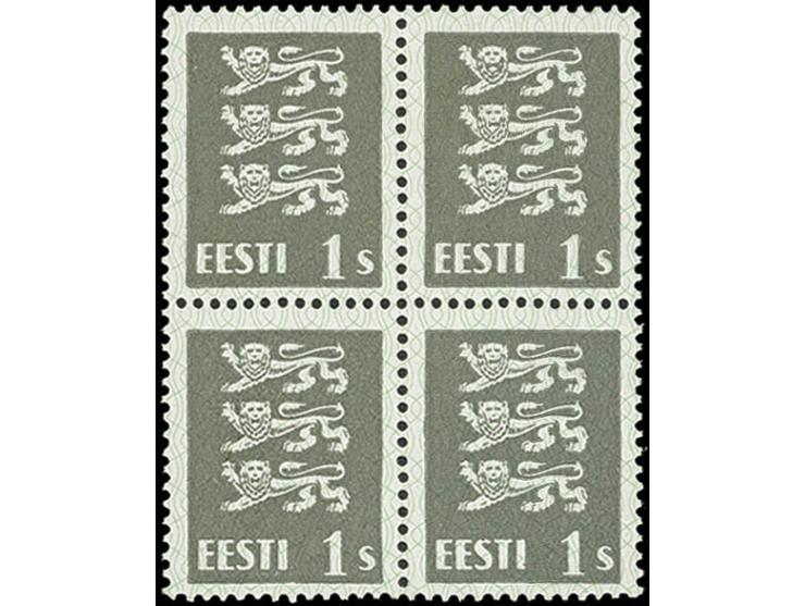 1940, 1 s. grey on white paper, block of four, unhinged mint, fine (Mi. 1.040,-)