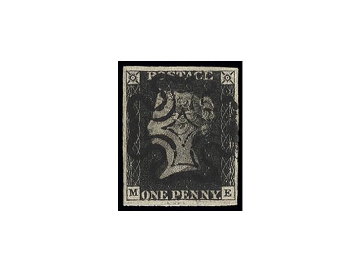 1 d. black, plate 8, ME, clear central black MC, large margins, very fine, sign. AD and opinion Louis BPP