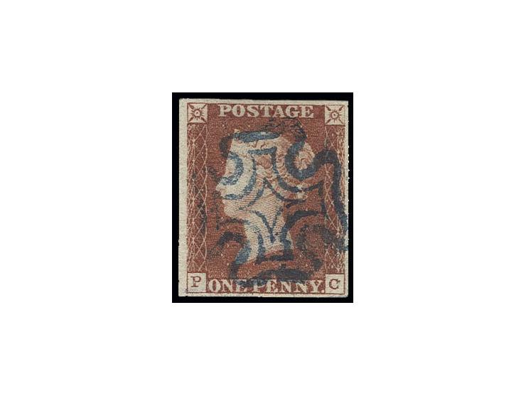 1841, 1 d. red-brown, plate 8 ("black plate"), PC, large to very large margins, central blue MC, extremely fine, sign. Prösch