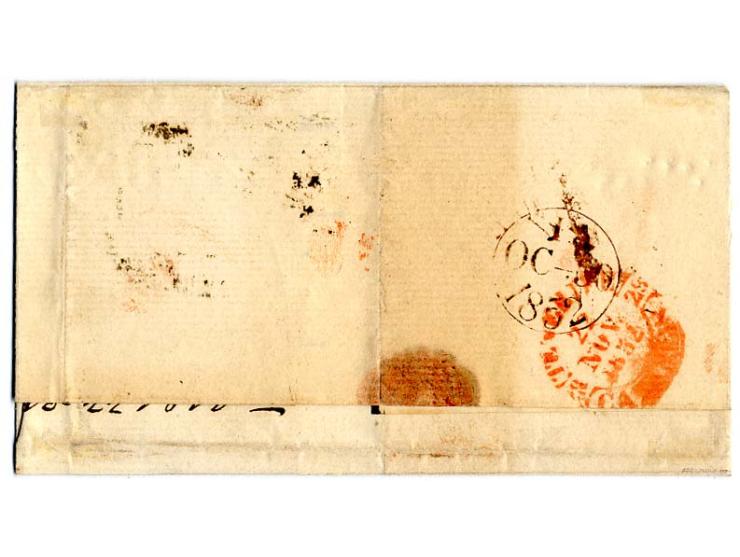 10 d. brown and 1 sh. green, both with wide to very wide margins, cancelled by clear numeral "7" to lettersheet of 30.10.1852