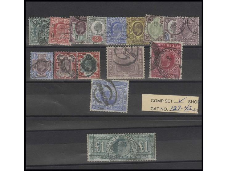 1901, 1 £ green, with oval "Registered" cds., little unfresh, additionally ½ d. - 10 s. in mixed quality, used