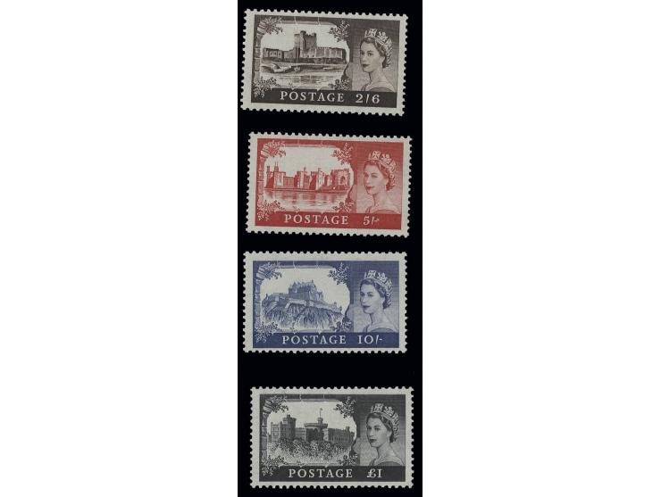1955, castles 2 s. 6 d. - 1 £ complete, unhinged mint
