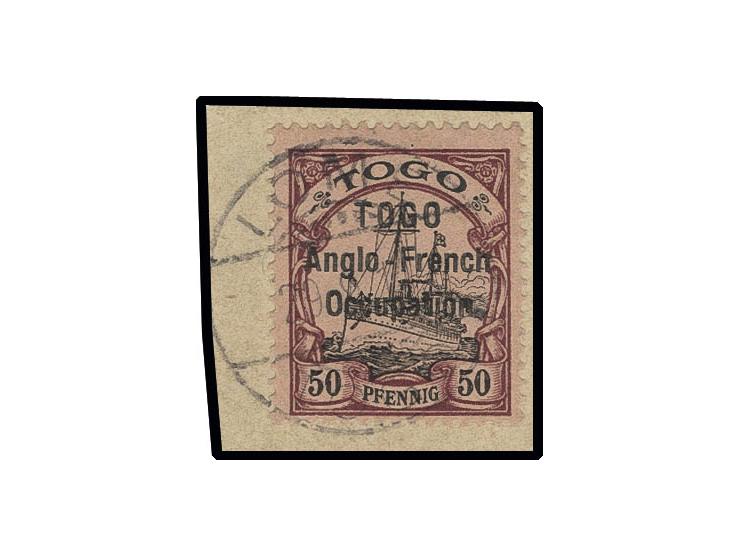 50 pfg. tied by clear cds "LOME 29.9.14" to piece, fine, signed A. Diena und certificate PF