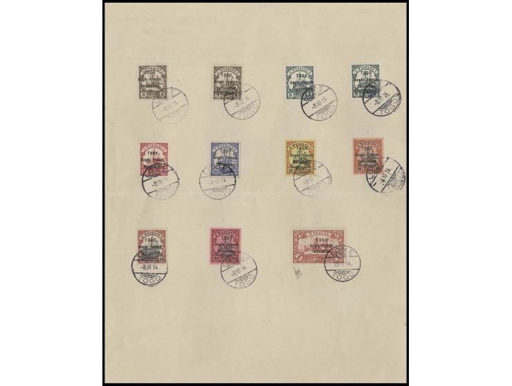 1 m. carmine with 10 other values, each tied by cds. "LOME 13.11.14" to reverse of stationary of the Imperial Government of T