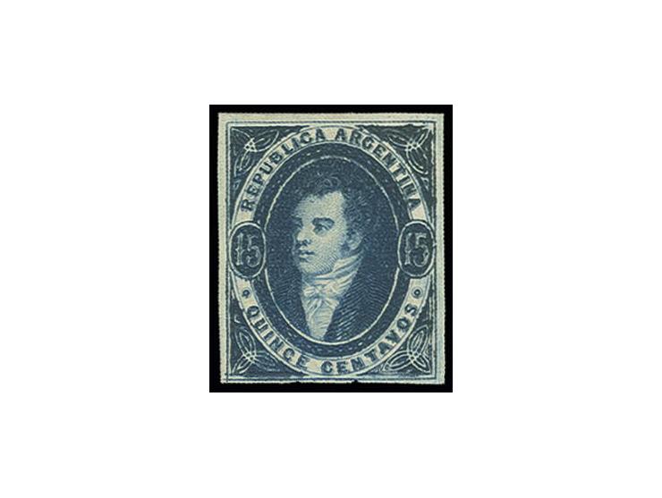 15 c. blue, good to wide margins and fresh colour, unused without gum, very fine, sign. Calves and certificate Scheller