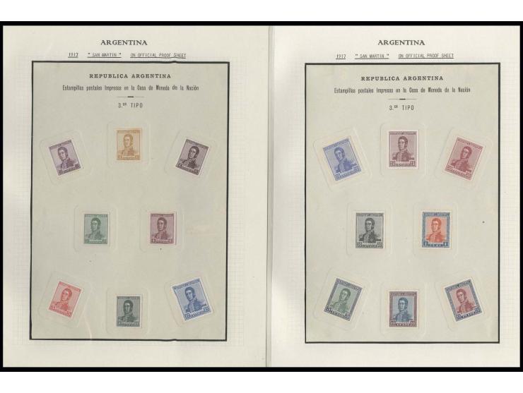 1917, San Martin ½ c.-20 p., 16 values cpl. as proofs on official sheets
