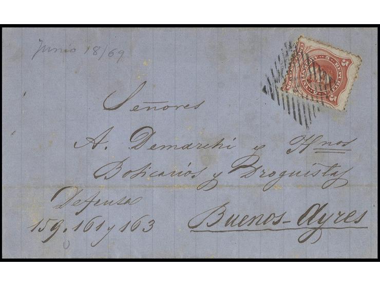 OCCUPATION OF PARAGUAY: "H" HUMAITA, clear strike on 1867/74, 5 c. vermilion on lettersheet dated 18.6.1879 to Buenos Aires; 