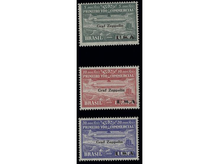 ZEPPELIN ISSUES: 1930, overprint "Graf Zeppelin USA" 5000-20000 r., unhinged mint, extremely fine
