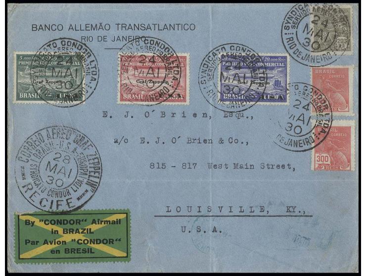 dito, used on folded and somewhat unfresh Zeppelin cover, stamps themselves fine