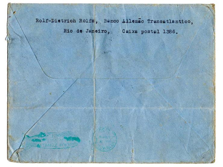 dito, used on folded and somewhat unfresh Zeppelin cover, stamps themselves fine