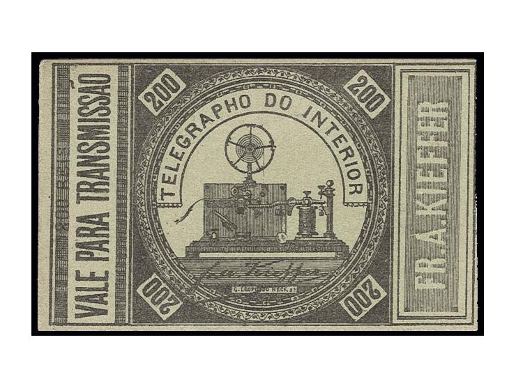1873, 200 r. black on carton paper without gum, unused, fine (Meyer no. T 7 a)