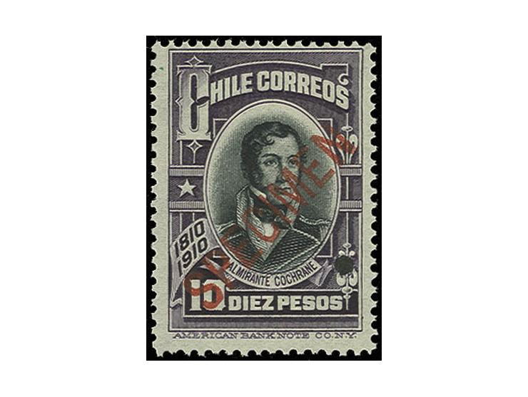 1910, 100 Years of Independence 1 c.- 10 p. surcharged "SPECIMEN" in red with additional security punch-holes, unhinged mint,