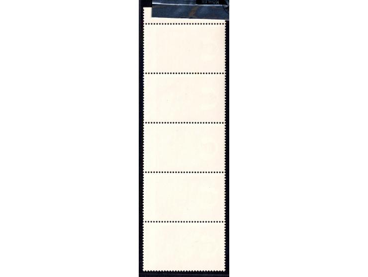 1968, 'Long Live Chairman Mao' strip of 5, partly  lightly folded in the  perforation ,  unhinged mint