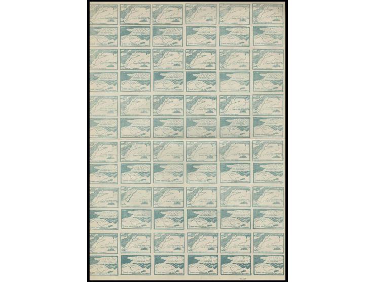 new issue 10 c. green, 72 stamps in cpl. sheet, horizontally folded in the middle, without gum as issued, small margin faults