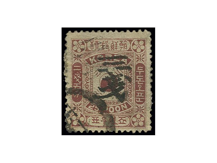 3 ch. on 25 p. with double surcharge, one weaker and shifted to the left, used by single circle date stamp, fresh colour and 
