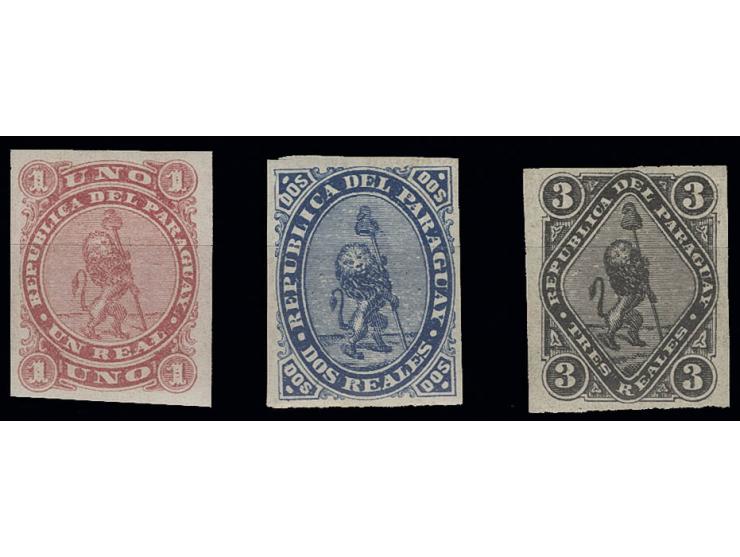 1870, 1 r. rose - 3 r. black cpl., all with wide margins, unused o.g., 1 r. and 2 r. unhinged mint, 3 r. small gum disturbanc
