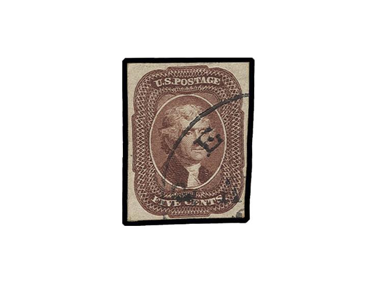 1851/57, 5 c. red brown, fresh colour and close to good margins, used, fine, certificate PF