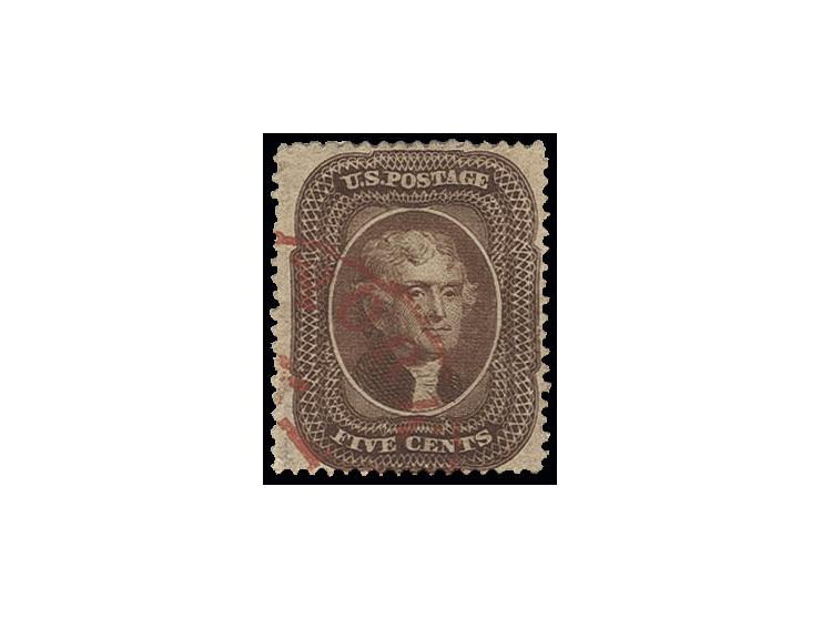 5 c. yellow brown, used with red cds., fine, signed Brettl