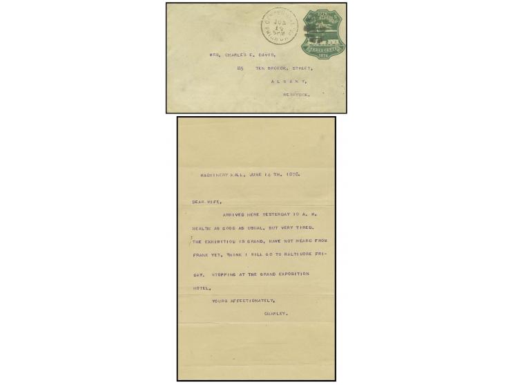 MISCELLANEOUS ITEMS: 1876, "CENTENNIAL PHILA'DA PA 14. JUN.", special cancellation on envelope 3 c. to New York with contents