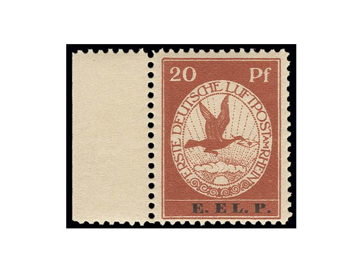 20 Pfg., postfrisches linkes Randstück, Kabinett, Fotobefund Dr. Simon BPP (Mi. 450,-)