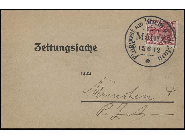 Germania 10 Pfg. mit Stempel "MAINZ 15.6.12" als portogerechte Einzelfrankatur auf Zeitungssache nach München (rückseitig Bez