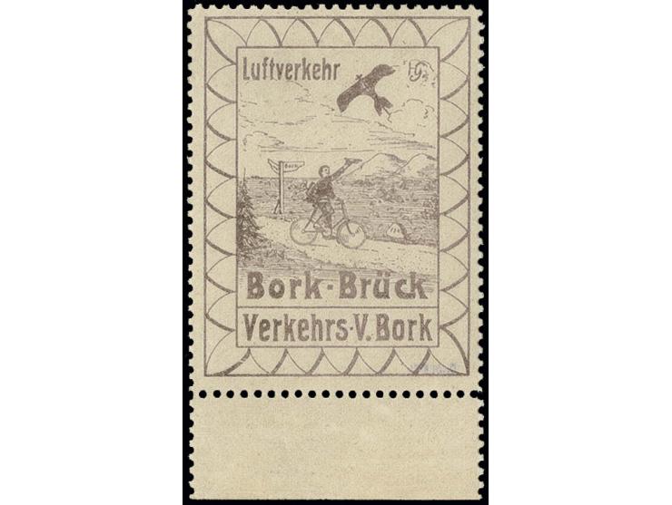 Bork-Brück im Hochformat, Unterrandstück mit Originalgummi(?) und leichter Haftspur, eine seltene Marke, sign. Dr. Oertel ex 