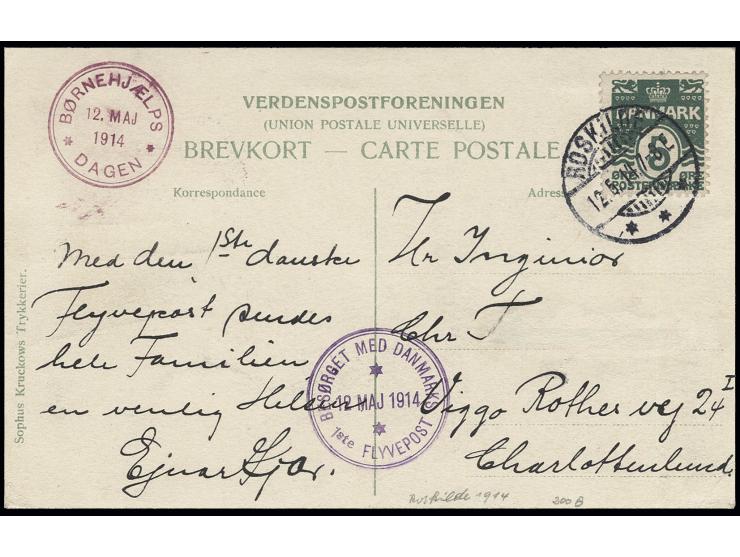 DÄNEMARK: 1914, Flugpost Boernehjaelpsdagen, Sonderkarte mit Flugstempel in Type 2, Pracht