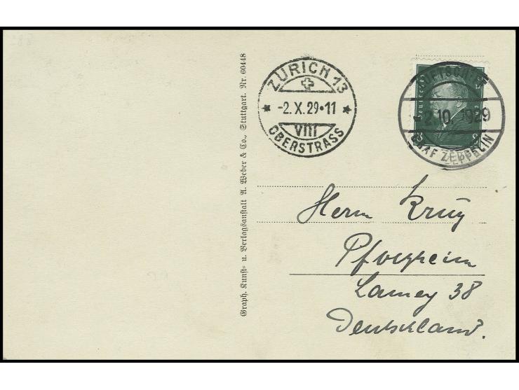 4. Schweizfahrt, Bordpost-Fotokarte mit seltenerem Ankunftsstempel "ZÜRICH 13 OBERSTRASS" (SLH-Nr. 15Ab; 800,- SFr.-), Kabine