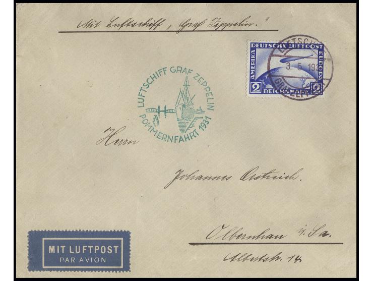 1931, Pommernfahrt, Bordpostbrief mit 2 M. nach Stettin, Pracht