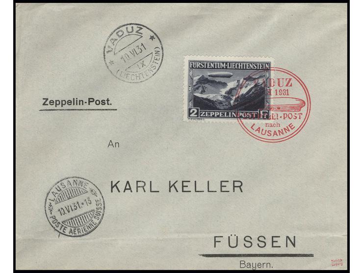 Brief mit 2 Fr. nach Füssen, leichte waagerechte Bugspur, alle Stempel vorderseitig, sign. Dietrich