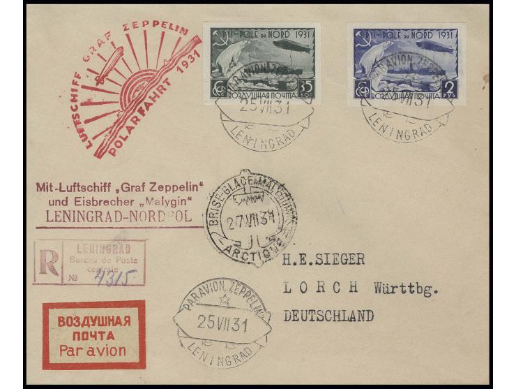 UdSSR-Post: R-Brief mit 35 K. und 2 R. geschnitten von Leningrad nach Malyguin, Kabinett