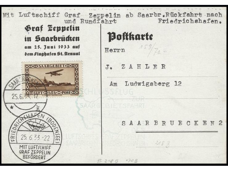 Bildkarte der Rückfahrt mit Flugpost 5 Fr., Kabinett