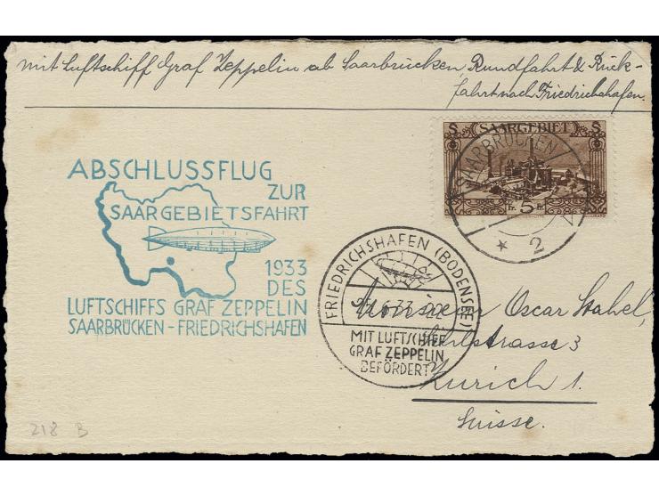 Saargebietspost, Karte der Rückfahrt, geringfügig fleckig