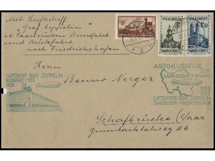 Brief (links Aktenloch) mit beiden Sonderstempeln und sehr guter Frankatur Mi.-Nr. 166, 164 (kleine Mängel) und 170