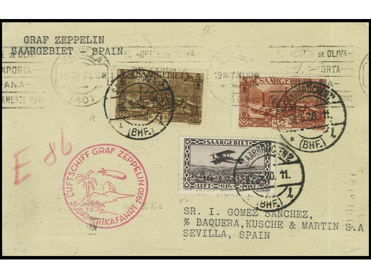 SAAR: 1930, Südamerikafahrt, Karte bis Sevilla, Pracht