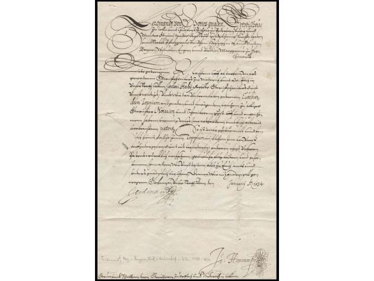 Ferdinand von Bayern, Kurfürst von Köln, Herzog von Westfalen (1577-1650), eigenhändige Unterschrift auf Brief 1634 mit papie