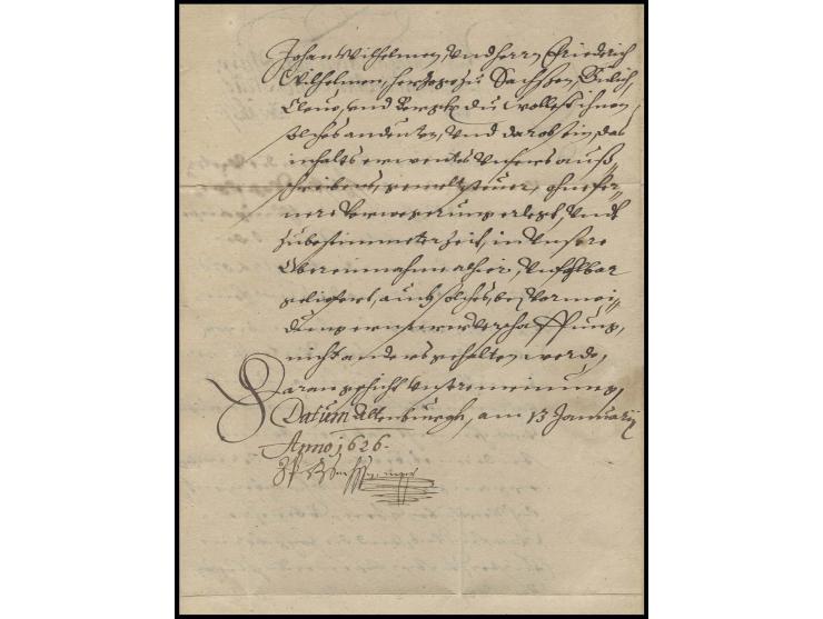 Johann Philipp, Herzog von Sachsen-Altenburg (1597-1639), eigenhändige Unterschrift auf kpl. Brief von 1626 mit papiergedeckt